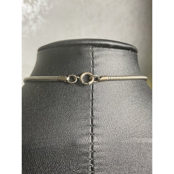 Silver Snake Chain Necklace With Rose Quartz Pendant - Picture 6 of 6